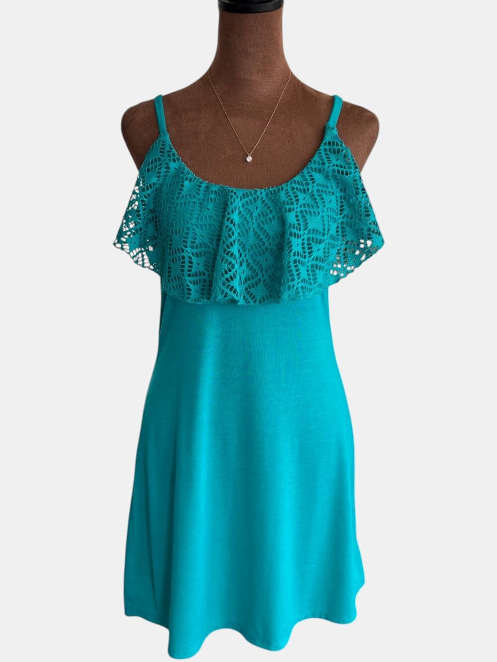 2013 Target Xhilaration Turquoise Sundress Crochet Overlay Top Y2K Summer Small